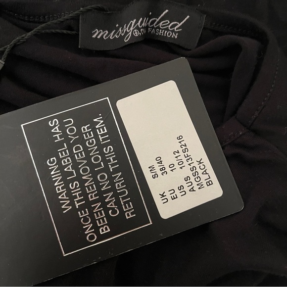 NWT Missguided Black Knot Cut Out Waist Short Sleeved Tunic T-Shirt - Picture 6 of 6